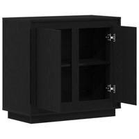 Dressoir Zwart Eiken 80 x 40 x 75 cm Bewerkt hout - thumbnail