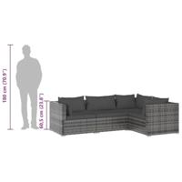 4-delige Loungeset met kussens poly rattan grijs - thumbnail