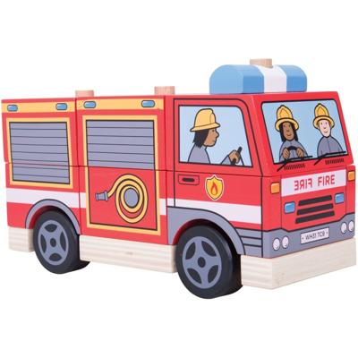 Bigjigs houten stapelspel brandweerwagen