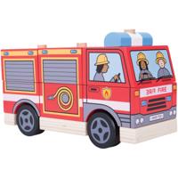Bigjigs houten stapelspel brandweerwagen - thumbnail