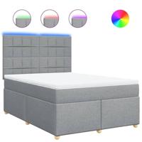 Boxspring met matras stof lichtgrijs 140x200 cm - thumbnail