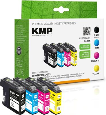 KMP Inktcartridge vervangt Brother LC-223BK, LC-223C, LC-223M, LC223Y Compatibel Combipack Zwart, Cyaan, Magenta, Geel B62VX 1529,4005 KMP Inktcartridge vervangt Brother LC-223BK, LC-223C, LC-223M, LC223Y Compatibel Combipack Zwart, Cyaan, Magenta, Geel B62VX 1529,4005