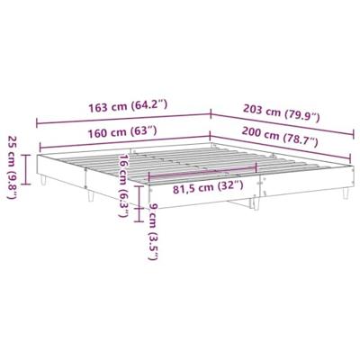 Bedframe zonder matras bewerkt hout bruin eikenkleur 160x200 cm