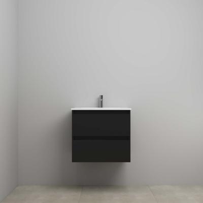 On-Line Onderkast - 60 cm - Voorgemonteerd - Porseleinen Wastafel - 1 Kraangat - Mat Zwart