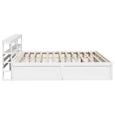 Bedframe met hoofdbord massief grenenhout wit 200x200 cm - thumbnail