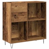 Platenkast artisanaal eikenkleurig 85 x 38 x 89 cm Bewerkt hout - thumbnail