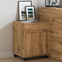 Rolkast 45x38x54 cm bewerkt hout artisanaal eikenkleur - thumbnail