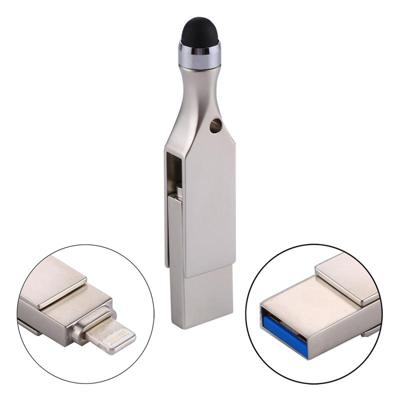 RQW-10E 2 in 1 USB 2.0 & 8 Pin 16GB Flash Drive with Stylus Pen for iPhone & iPad & iPod & Most Android Smartphones & PC Computer