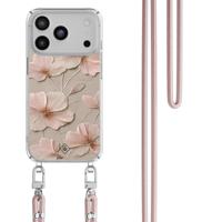 iPhone 17 Pro Max hoesje met rosegoud koord - Soft flowers - thumbnail