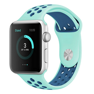 Sportbandje - Maat: S/M - Blauw + Groen - Geschikt voor Apple Watch 44mm / 45mm / 46mm / 49mm