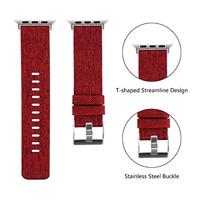 By Qubix - Canvas nylon bandje - Rood - Compatible met Apple Watch 44mm / 45mm / 46mm / 49mm - Compatible Apple watch bandjes - thumbnail