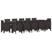 13-delige tuinset met kussens in bruin poly rattan - thumbnail