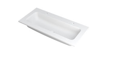 INK Faktor Wastafel Polystone Centraal met 2 Kraangaten - 1000x450x15 mm - Mat Wit