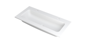 INK Faktor Wastafel Polystone Centraal met 2 Kraangaten - 1000x450x15 mm - Mat Wit - thumbnail