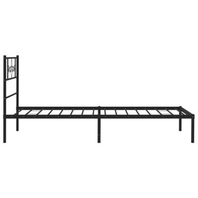 Bedframe met hoofdbord metaal zwart 75x190 cm