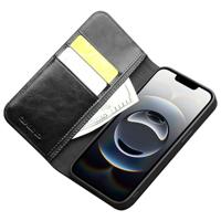 Qialino iPhone 16e hoesje - Leren bookcase - Zwart - thumbnail