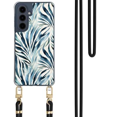 Samsung Galaxy A16 hoesje met donkerblauw koord - Japandi waves