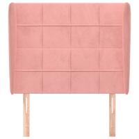 Hoofdbord met randen 103x23x78/88 cm fluweel roze - thumbnail