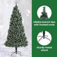 VidaXL Kunstmatige voorverlichte kerstboom met bolset groen 240 cm pet - thumbnail