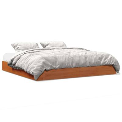 Bedframe zonder matras massief grenenhout wasbruin 180x200 cm