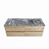 MONDIAZ VICA-DLUX 130cm badmeubel onderkast Washed Oak 4 lades. Inbouw wastafel CLOUD rechts zonder kraangat, kleur Lava. - thumbnail