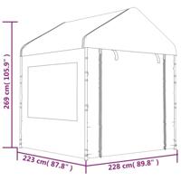 Prieel met dak 11,15x2,28x2,69 m polyetheen wit - thumbnail