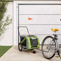 Hondenfietstrailer oxford stof en ijzer groen en grijs - thumbnail