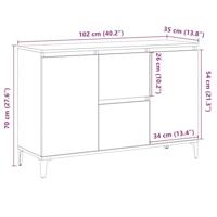 Dressoir 102x35x70 cm bewerkt hout oud houtkleurig - thumbnail