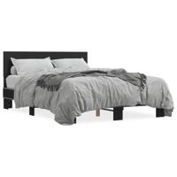 Bedframe bewerkt hout metaal zwart 135x190 cm - thumbnail