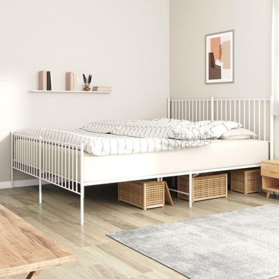 Bedframe met hoofd- en voeteneinde metaal wit 183x213 cm Bedframe met hoofd- en voeteneinde metaal wit 183x213 cm