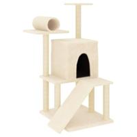 vidaXL Kattenmeubel met sisal krabpalen 110,5 cm crèmekleurig, kattenpaal, kattenboom, kattenkrabpaal, kattenhuis, kattenmeubel, kattenpalen - thumbnail