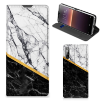 Sony Xperia L4 | Standcase | Marmer Wit Zwart - Origineel Cadeau Man - thumbnail