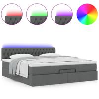 Ottoman bed met matras en LED's 90x190cm stof donkergrijs - thumbnail