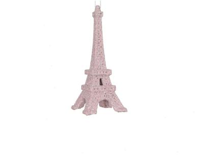 Kersthanger eiffeltoren 14,5 cm roze