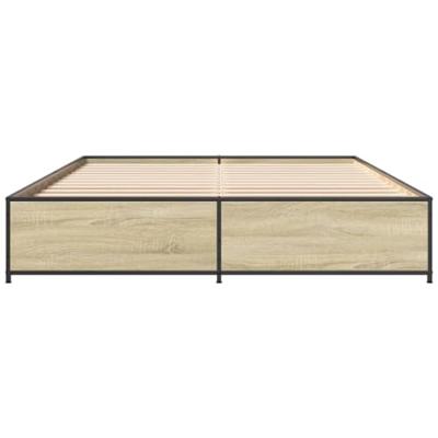 Bedframe bewerkt hout metaal sonoma eikenkleurig 150x200 cm