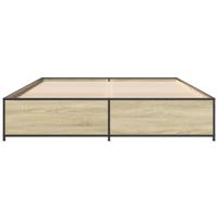 Bedframe bewerkt hout metaal sonoma eikenkleurig 150x200 cm - thumbnail