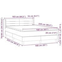 Boxspring met matras fluweel lichtgrijs 160x220 cm - thumbnail