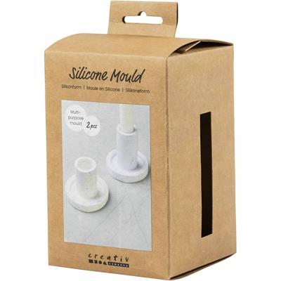 Creativ Company Siliconen vormen, kandelaar, h: 6,5+7,5 cm, d 7,3 cm, 2 stuk/ 1 doos Creativ Company Siliconen vormen, kandelaar, h: 6,5+7,5 cm, d 7,3 cm, 2 stuk/ 1 doos