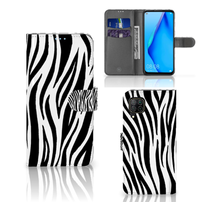 Huawei P40 Lite | Telefoonhoesje | Met pasjeshouder | Zebra Huawei P40 Lite | Telefoonhoesje | Met pasjeshouder | Zebra