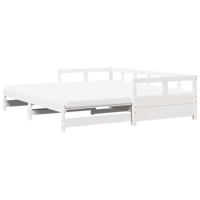 Slaapbank met onderschuifbed en matras 80x200 cm grenenhout wit - thumbnail