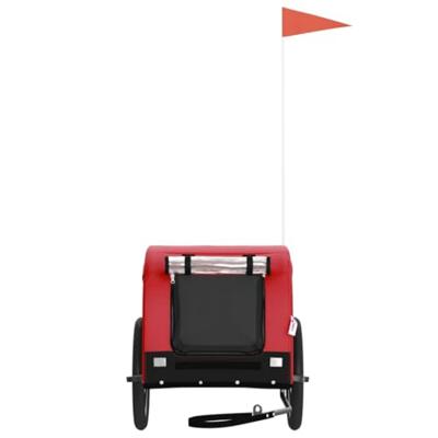 Hondenfietstrailer oxford stof en ijzer rood en zwart