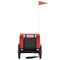 Hondenfietstrailer oxford stof en ijzer rood en zwart - thumbnail