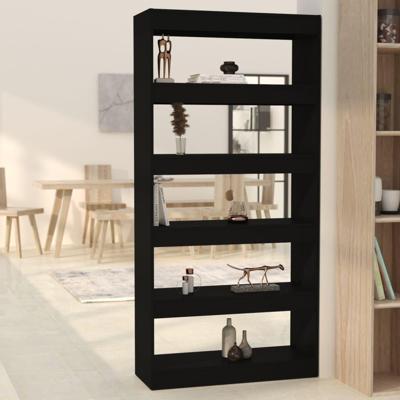 Boekenkast/kamerscherm 80x30x166 cm bewerkt hout zwart