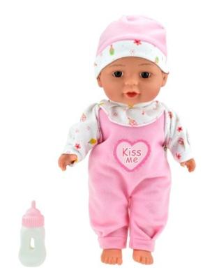 Beau Baby liggende babypop met flesje, 30cm