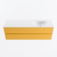 MONDIAZ VICA 150cm badmeubel onderkast Ocher 2 lades. Wastafel MOON rechts 1 kraangat, kleur Talc. - thumbnail