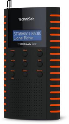 TechniSat TechniRadio Draagbare DAB radio op zonne-energie, DAB+, FM, hoofdtelefoonaansluiting, opladen via zonnepaneel, IPX 5 spatwaterdicht, zwart/oranje