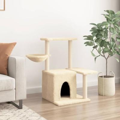 Kattenmeubel met sisal krabpalen 83 cm crmekleurig