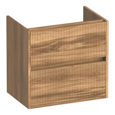 Brauer Adore Wavy - Onderkast Ondiep - 60 cm - met 2 Softclose Lades Greeploos en 1 Sifon Uitsparing - Honey