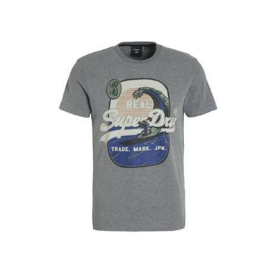 Superdry T-shirt met logo grijs melange