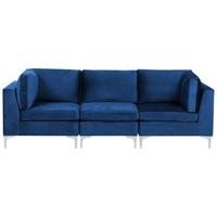 Beliani - EVJA - Hoekbank - Blauw - Fluweel - thumbnail